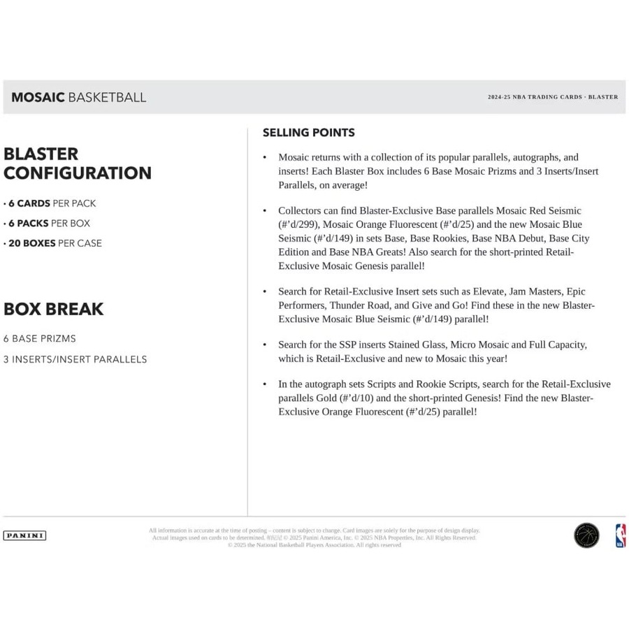 Panini 2024/2025 NBA Mosaic Basketball Blaster Box