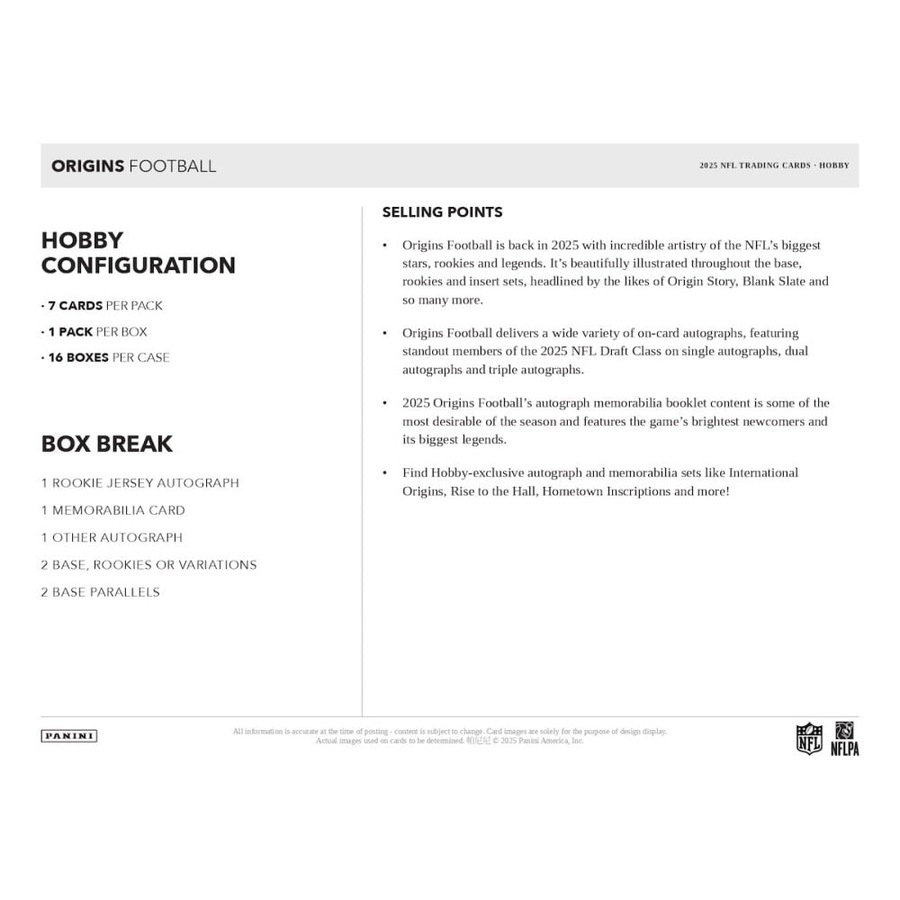 Panini 2025 NFL Origins Football Hobby Box