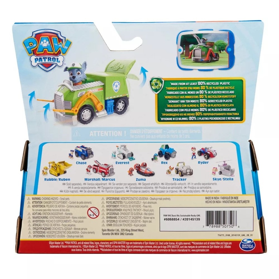 Paw Patrol Rocky Sustainable Recycle Truck Vehicle