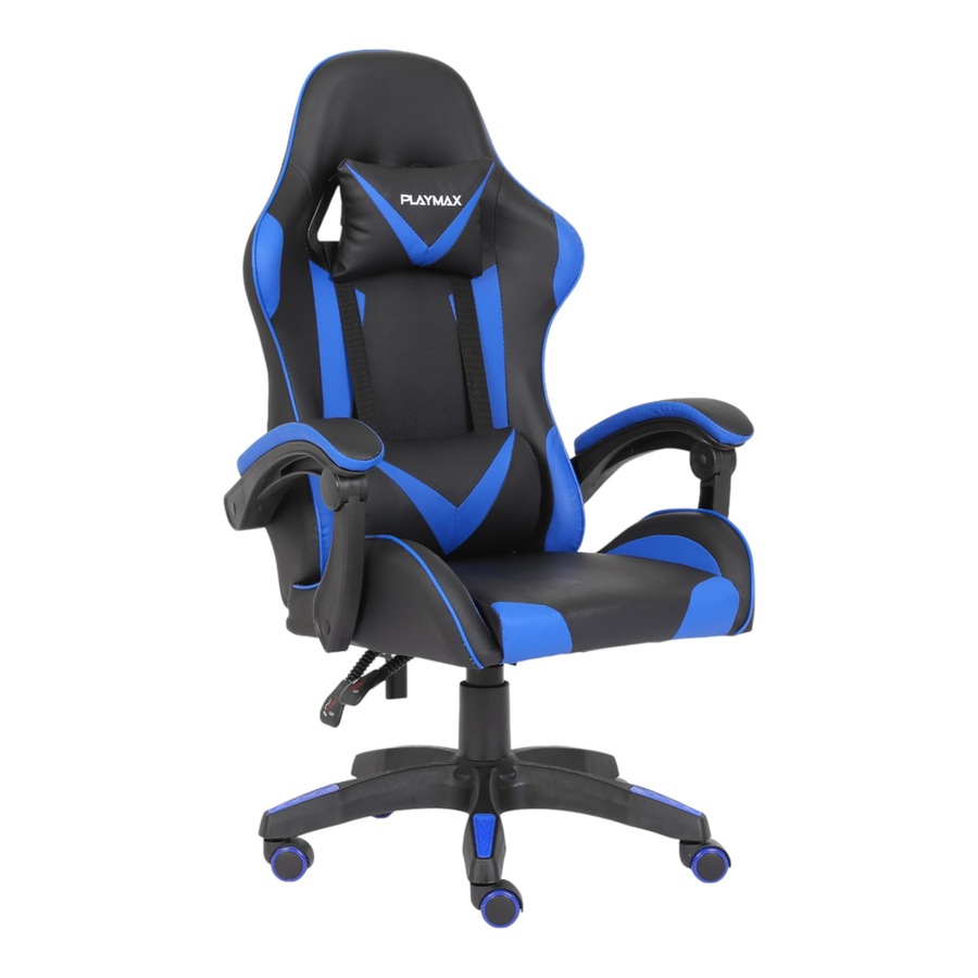 Playmax PU Leather Gaming Chair (Blue and Black)