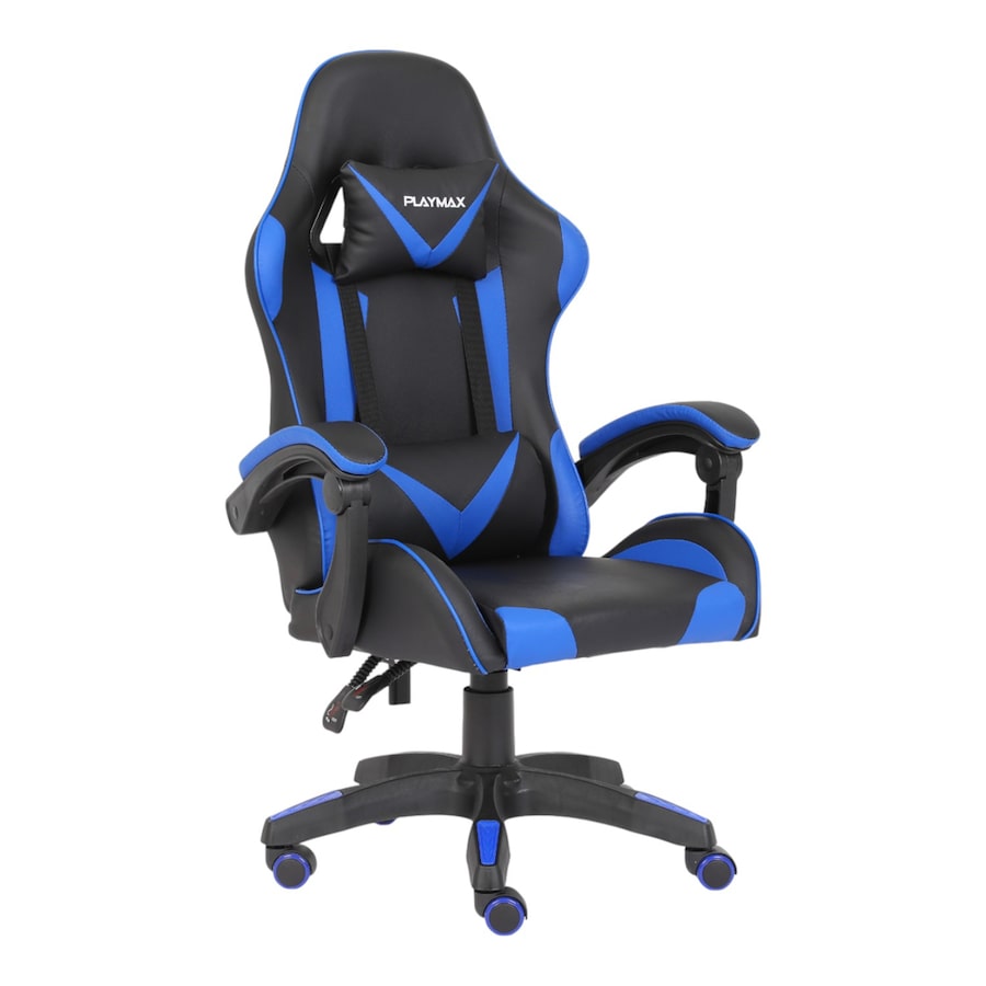 Playmax PU Leather Gaming Chair (Blue and Black)