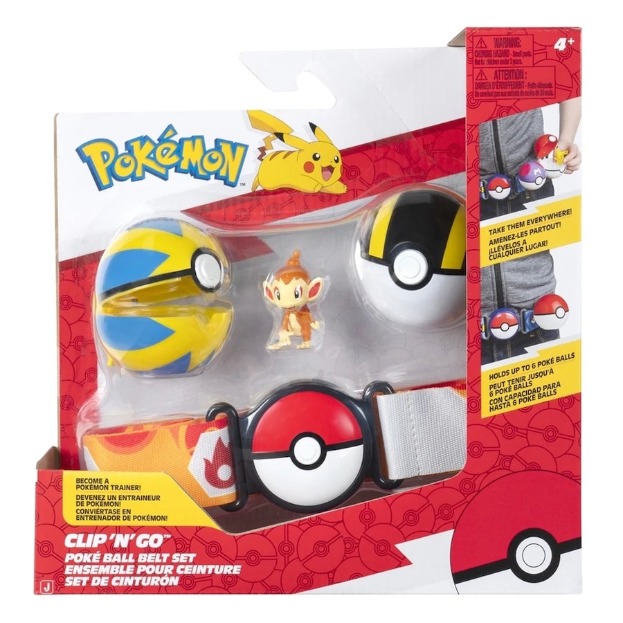 Pokemon Clip 'N' Go Poke Ball Belt Set Chimchar + Quick Ball and Ultra Ball