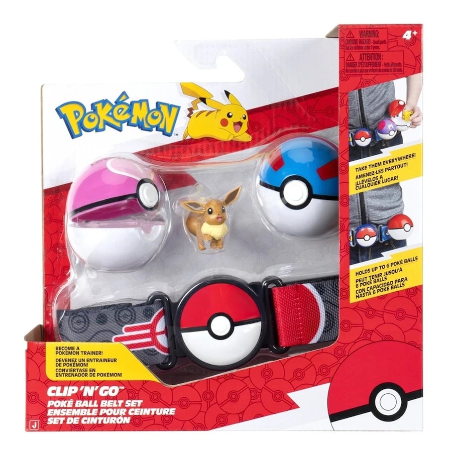 Pokemon Clip 'N' Go Poke Ball Belt Set Eevee + Love Ball and Great Ball