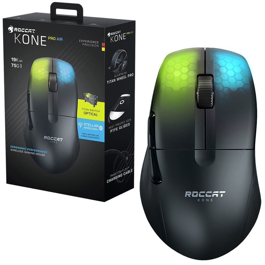 ROCCAT KONE Pro Air Ergonomic Performance Wireless Gaming Mouse (Black)