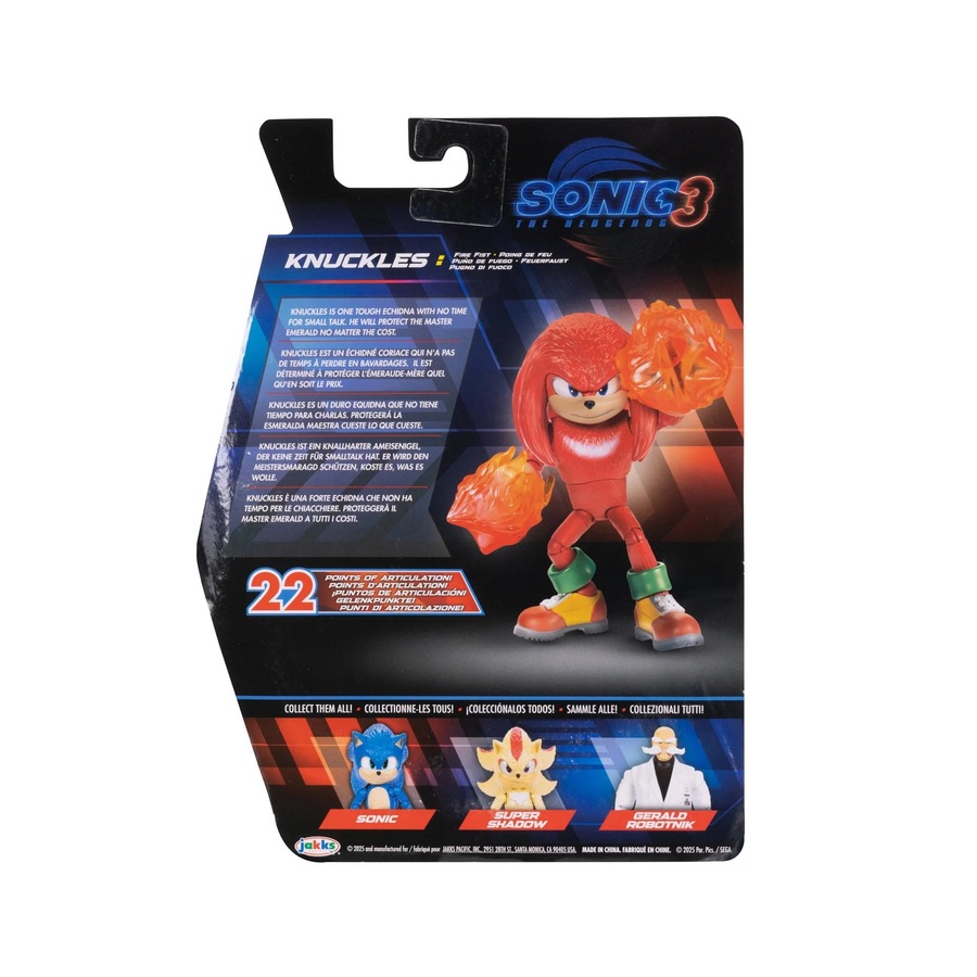 Sonic the Hedgehog 3 Movie Knuckles with Fire Fist Wave 3 5 inch Action Figure