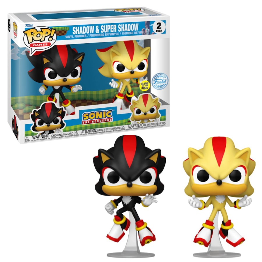 Sonic The Hedgehog Shadow and Super Shadow Glow 2 Pack Funko POP! Vinyl