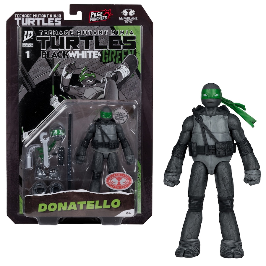 Teenage Mutant Ninja Turtles Donatello Black White and Green Page Punchers Red Platinum Edition 5 inch Figure With Comic