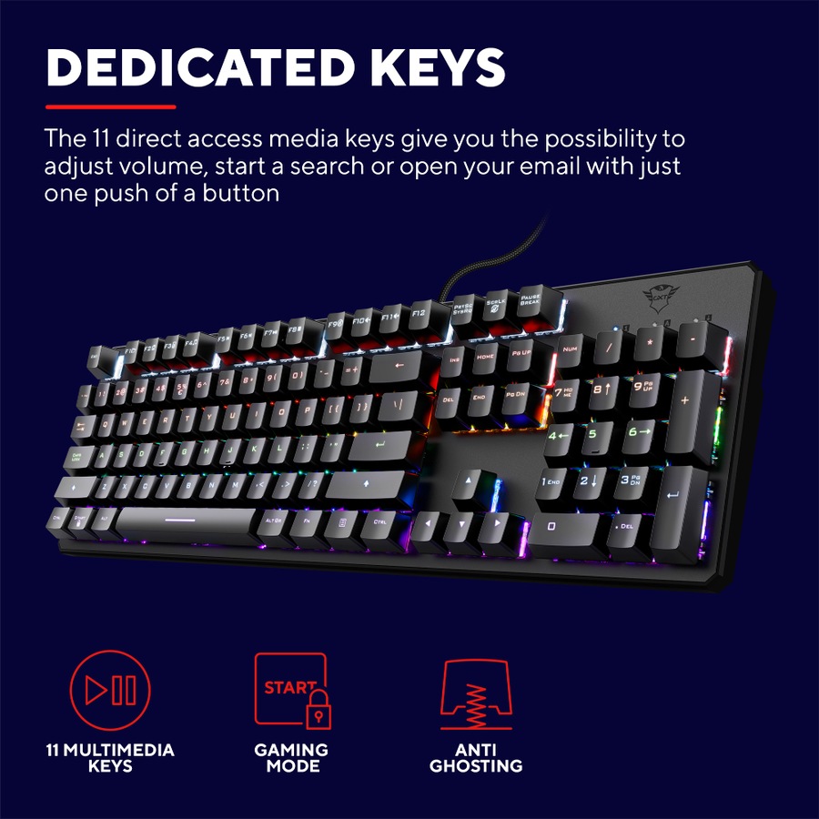 Trust GXT865 Asta Wired RGB Gaming Keyboard