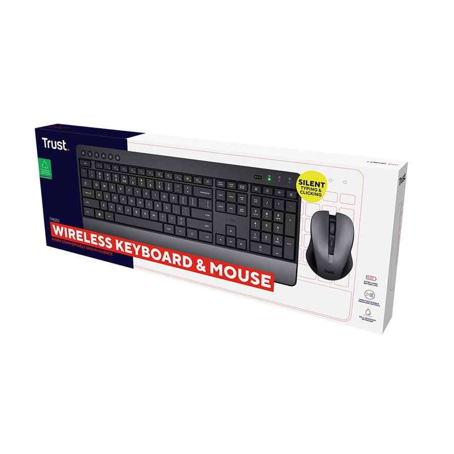 Trust Trezo Comfort Wireless Keyboard and Mouse Set (Black)