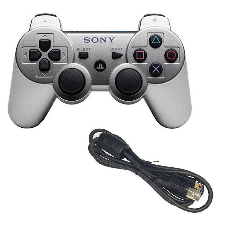 Buy Unpackaged DualShock 3 PS3 Controller (Silver) + Play and Charge ...