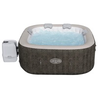 Bestway Lay-Z-Spa 1.80m x 1.80m x 71cm Cabo MaxHold EnergySense Smart HydroJet 6 Brown Rattan Square Inflatable Spa - 6001R