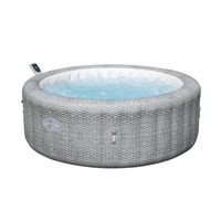 Bestway Lay-Z-Spa 1.96m x 71cm Bali MaxHold EnergySense UltraFit Smart AirJet 6 Grey Rattan Round Inflatable Spa - 6001N