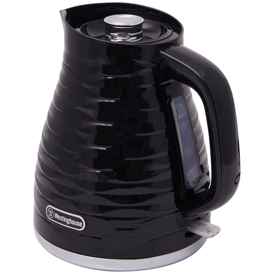 Westinghouse Kettle and Toaster Pack Black Silver 1.7L Kettle, 4 Slice Toaster