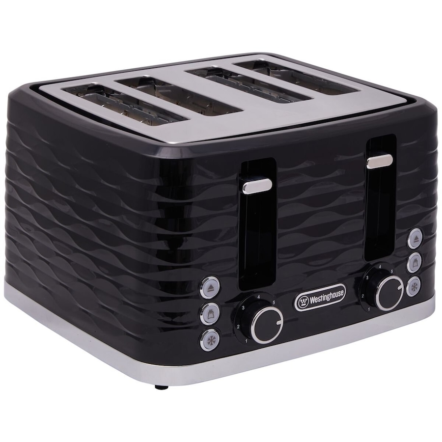 Westinghouse Kettle and Toaster Pack Black Silver 1.7L Kettle, 4 Slice Toaster