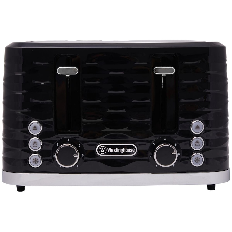 Westinghouse Kettle and Toaster Pack Black Silver 1.7L Kettle, 4 Slice Toaster