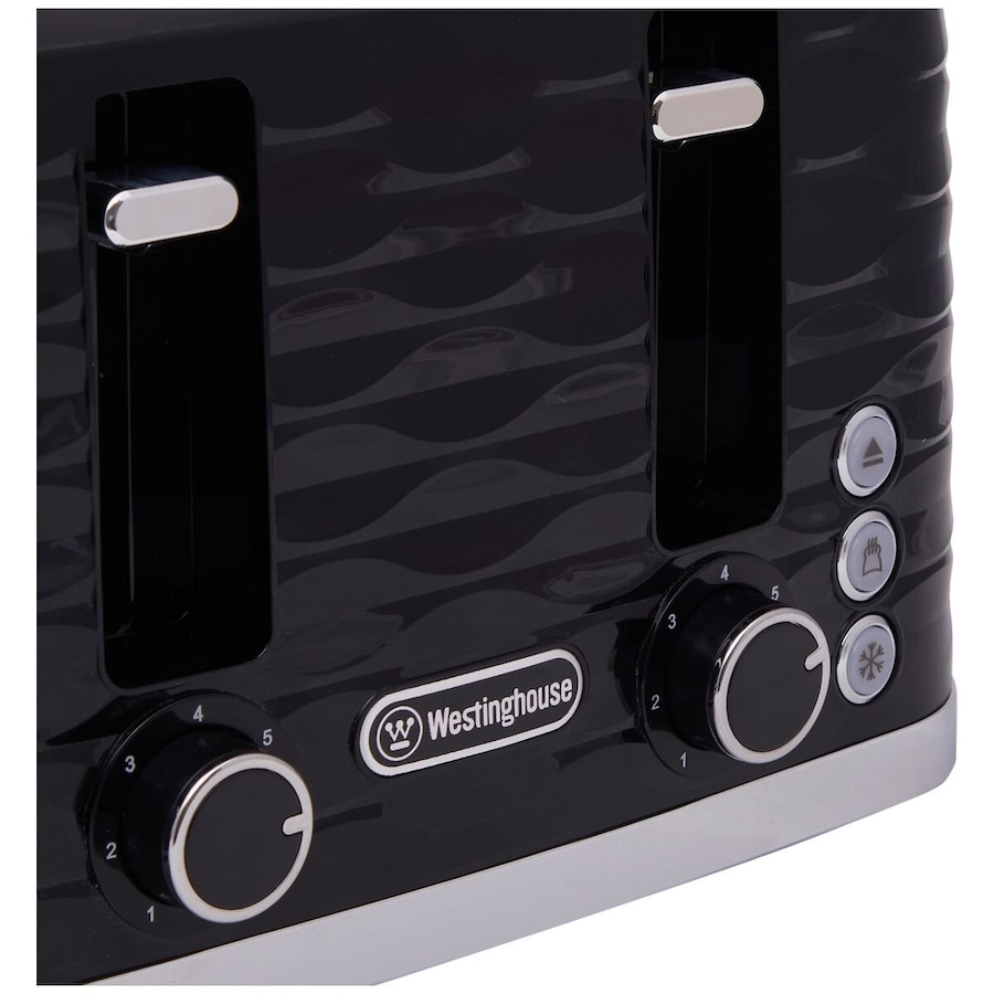 Westinghouse Kettle and Toaster Pack Black Silver 1.7L Kettle, 4 Slice Toaster