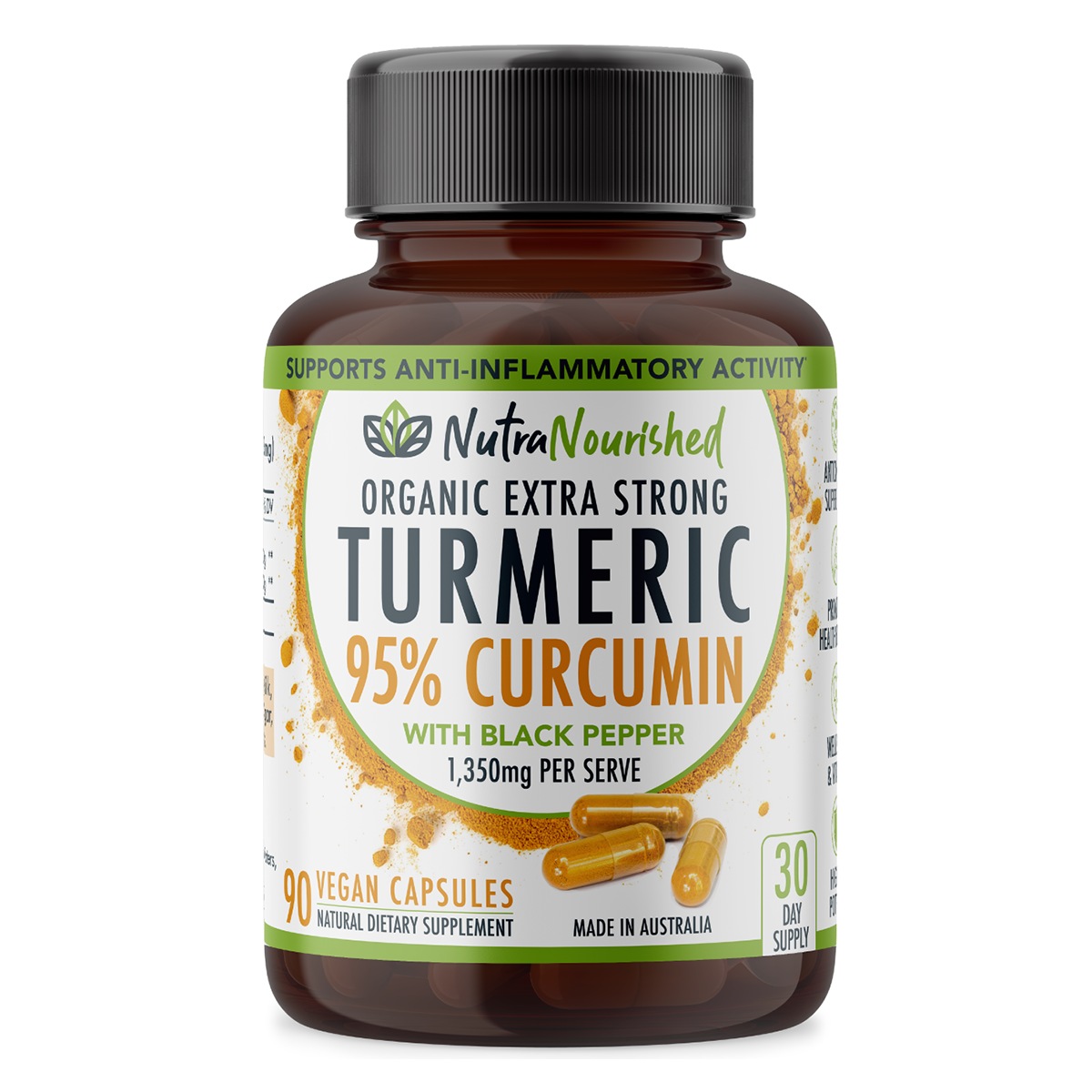 Turmeric Tablets Organic Pure Vegan Extract 95% Curcumin Buffered with Black Pepper