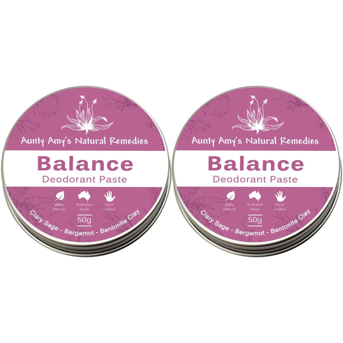 Buy Aunty Amy\u0026#39;s Natural Remedies Balance Deodorant Paste 2 Pack 50g ...