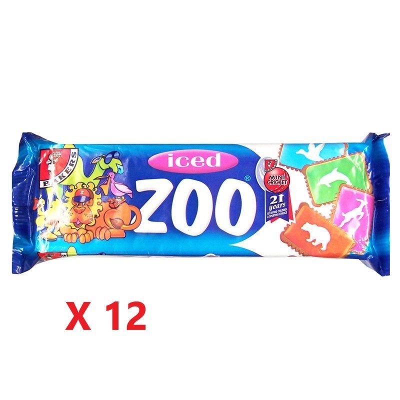 Buy 12 X Bakers Iced Zoo Iced Vanilla Flavoured Biscuits 150g MyDeal