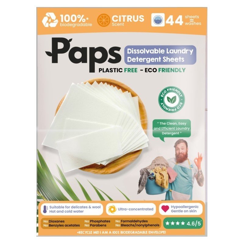 Buy Paps Dissolvable Laundry Detergent Sheets Scent Citrus MyDeal