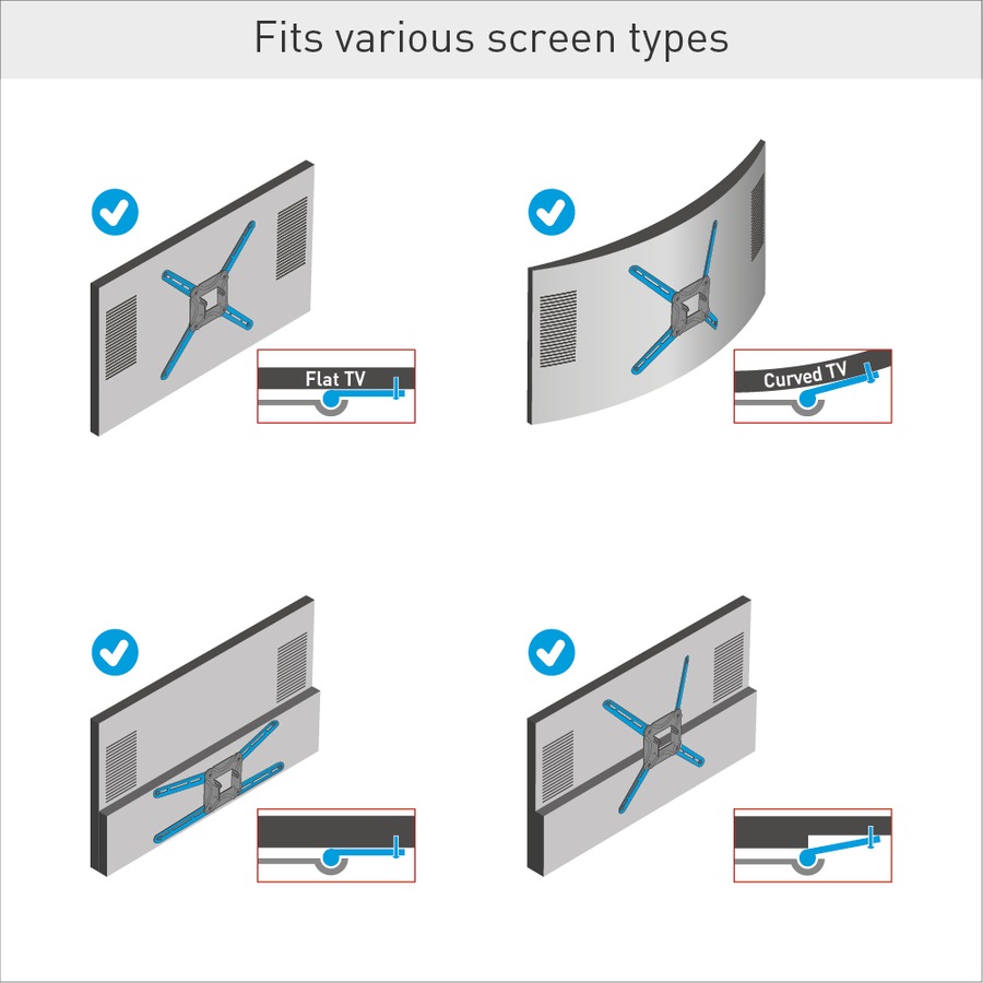 Barkan Full Motion Extra Long TV Wall Mount, 13" - 65" Inch Size, Black