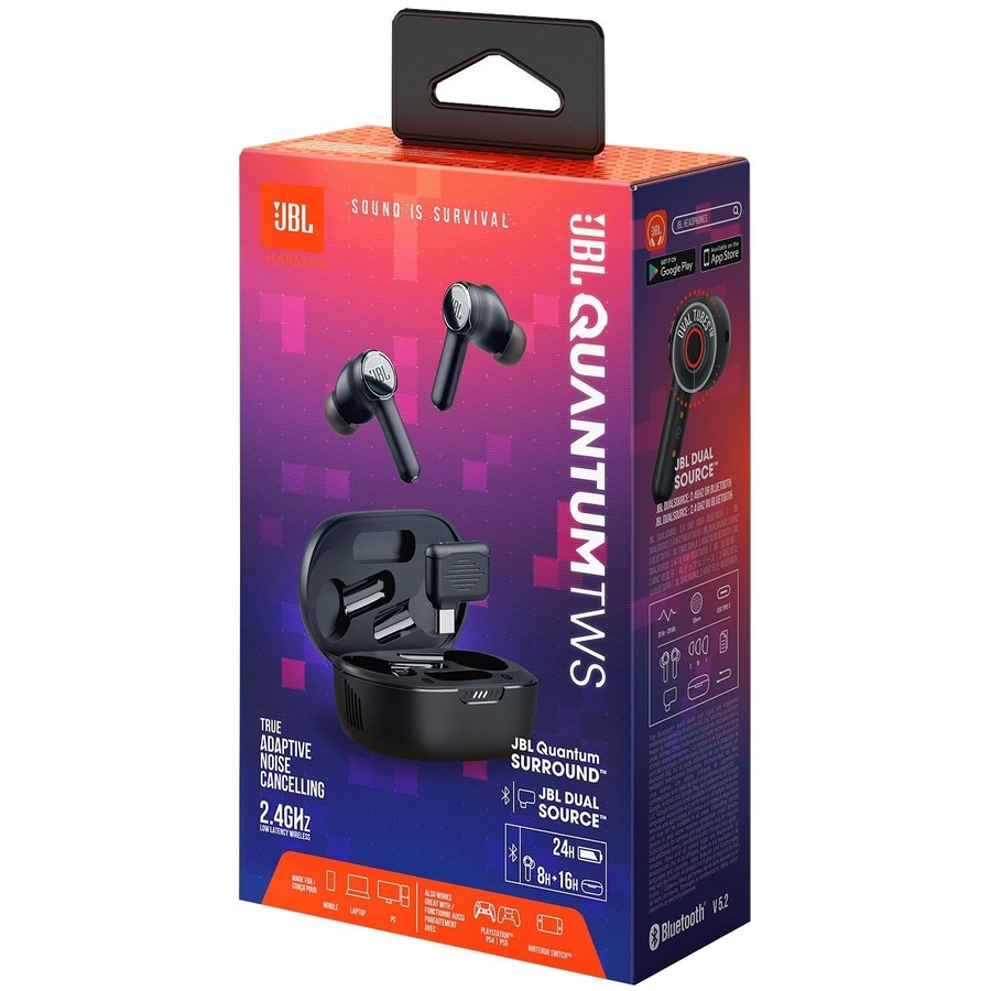 JBL Quantum True Wireless Noise Cancelling Gaming Earbuds - Black