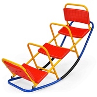 Babyjoy 2 Seats Kids Outdoor Metal Rocking Seesaw Outdoor Play Equipment Rocker Teeter Totter Red