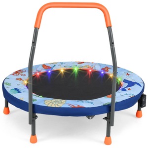 Babyjoy Foldable Trampoline Mini Trampoline w/Foam Handle & Carry Bag Indoor & Outdoor Trampoline Blue