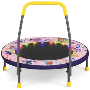 Babyjoy Foldable Trampoline Mini Trampoline w/Foam Handle & Carry Bag Indoor & Outdoor Trampoline Pink
