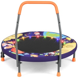Babyjoy Foldable Trampoline Mini Trampoline w/Foam Handle & Carry Bag Indoor & Outdoor Trampoline Purple