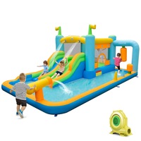 Babyjoy Inflatable Jumping Castle Water Slide Kids Bounce House w/680W Blower & Carry Bag Indoor Outdoor