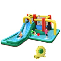 Babyjoy Inflatable Water Park Splash Pool Kids Jumping Castle Trampoline Bouncer Outdoor w/Carry Bag & Blower