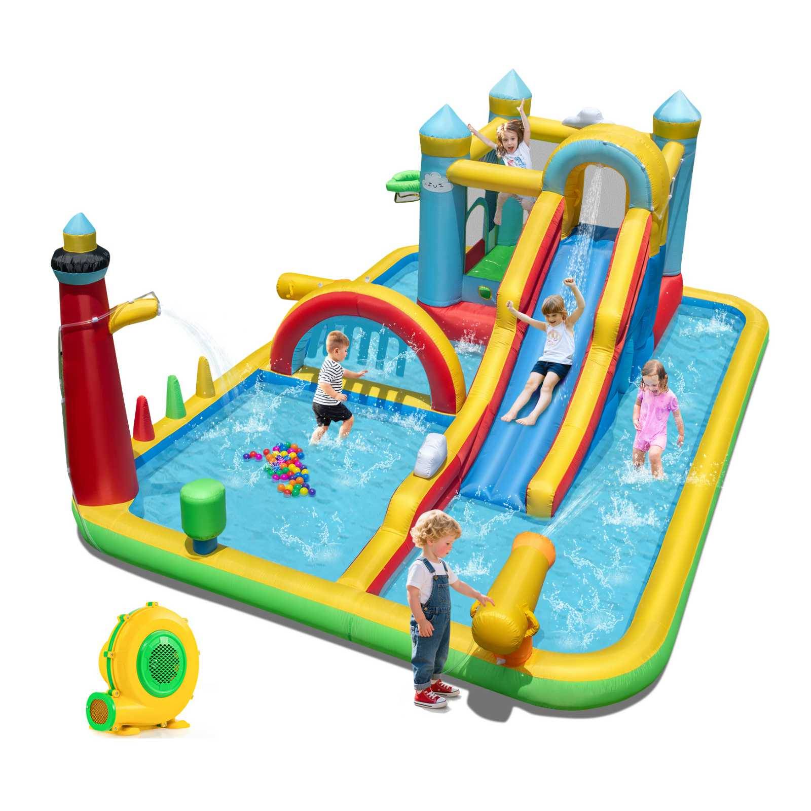 Buy Babyjoy Inflatable Water Slide Giant Water Park w/Climbing Wall ...