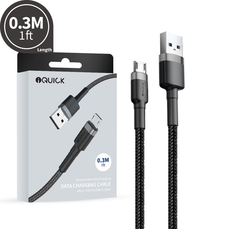 Buy iQuick Braided Double Side Insertion Micro USB to USB-A Fast ...