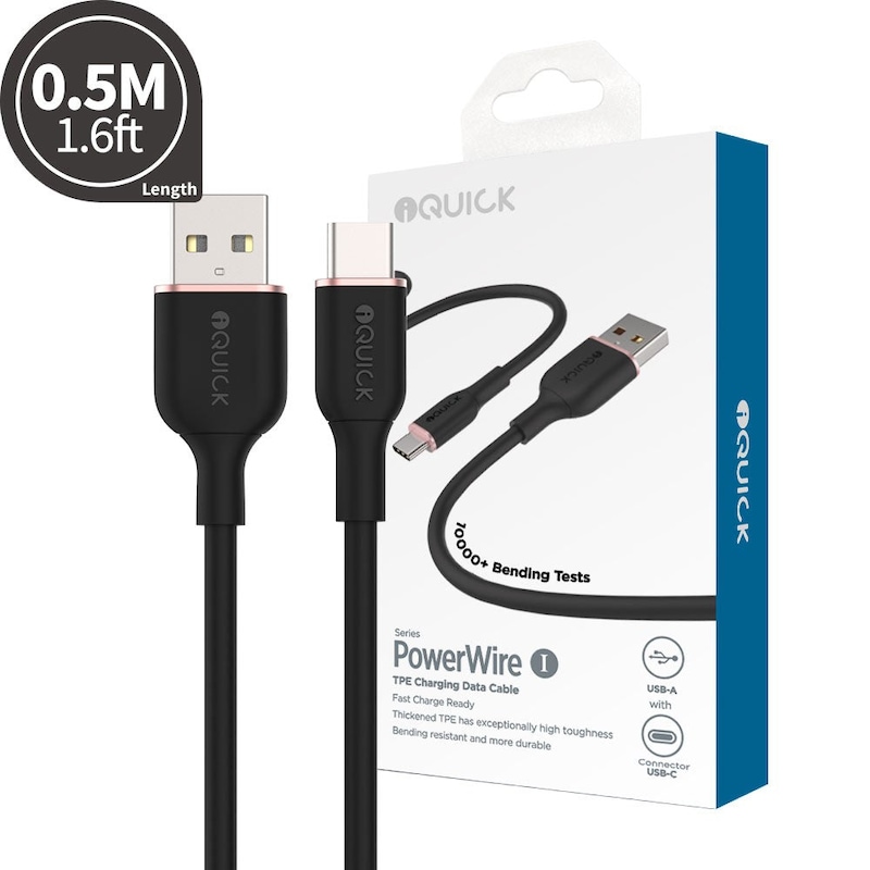 Buy iQuick PowerWire 1 Series TPE Charging Date Cable USB to Type-C 0 ...