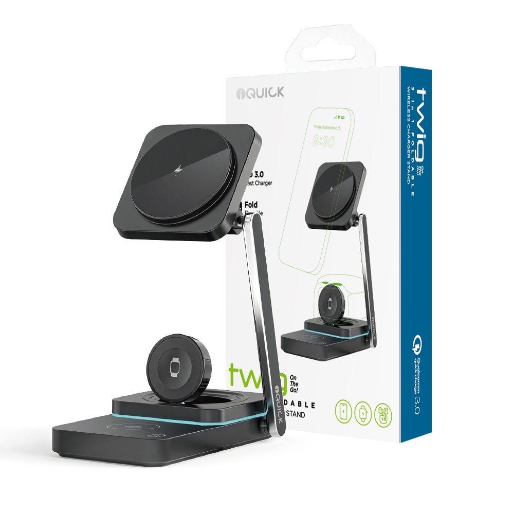 Buy iQuick Twig T6 3 in 1 Foldable Wireless Charger Stand - MyDeal ...
