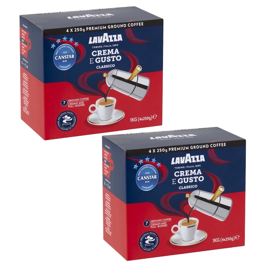 2x Lavazza Crema E Gusto Ground Coffee 1kg (2kg Total)