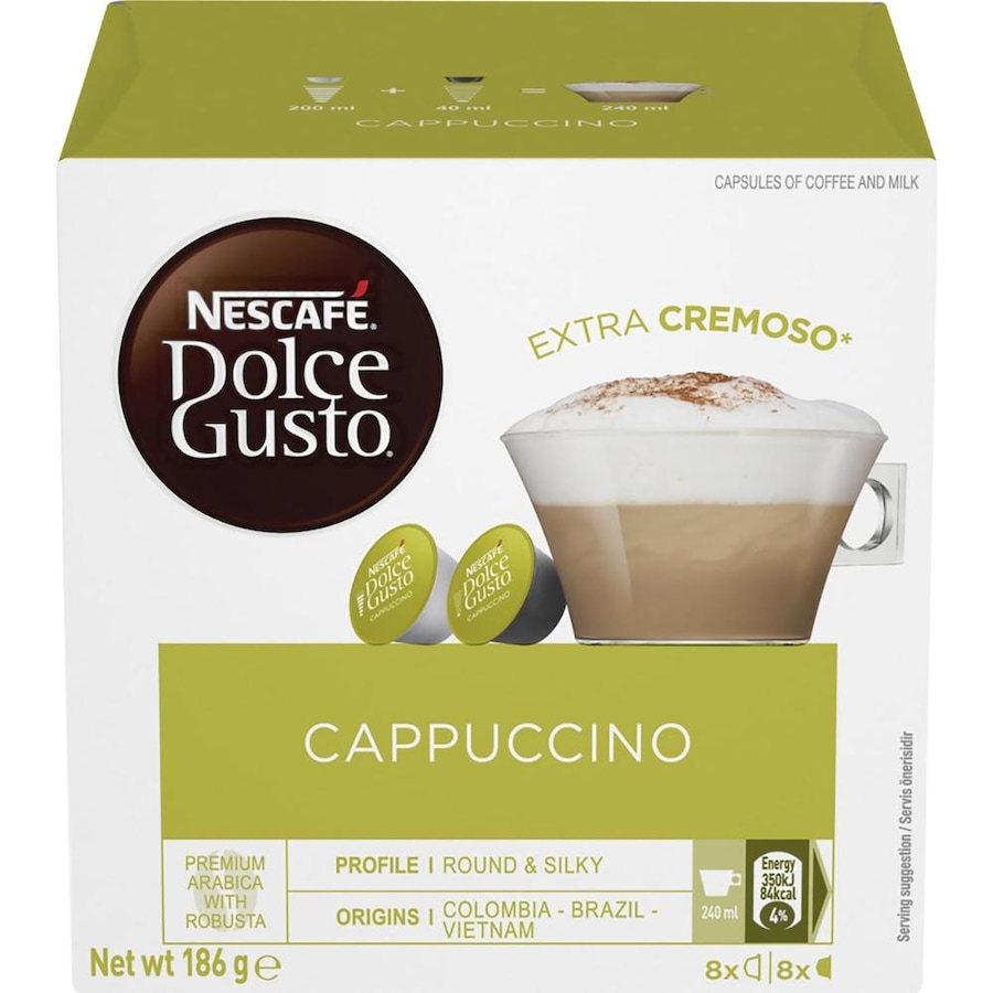 5 x Nescafe Dolce Gusto Cappuccino Coffee Pods Capsules 16 Pack