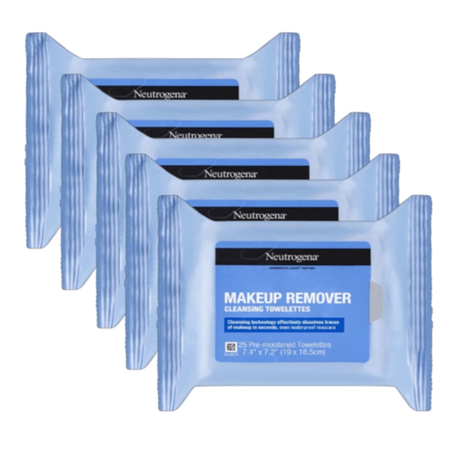 5 x Neutrogena Makeup Remover Cleansing Towelettes Wipes 25 Pack