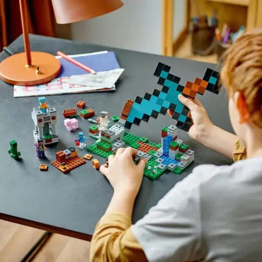 Lego Minecraft The Sword Outpost 21244 Building Toy Set With A Skeleton, Creeper And More For Kids Aged 8+