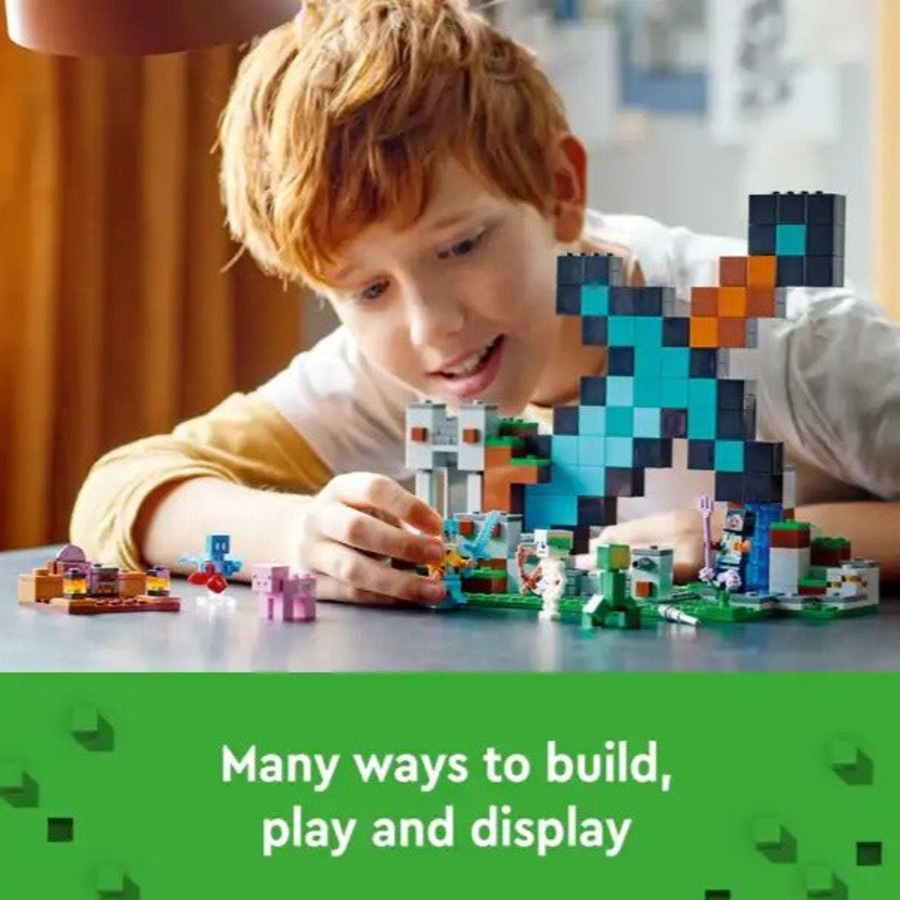 Lego Minecraft The Sword Outpost 21244 Building Toy Set With A Skeleton, Creeper And More For Kids Aged 8+
