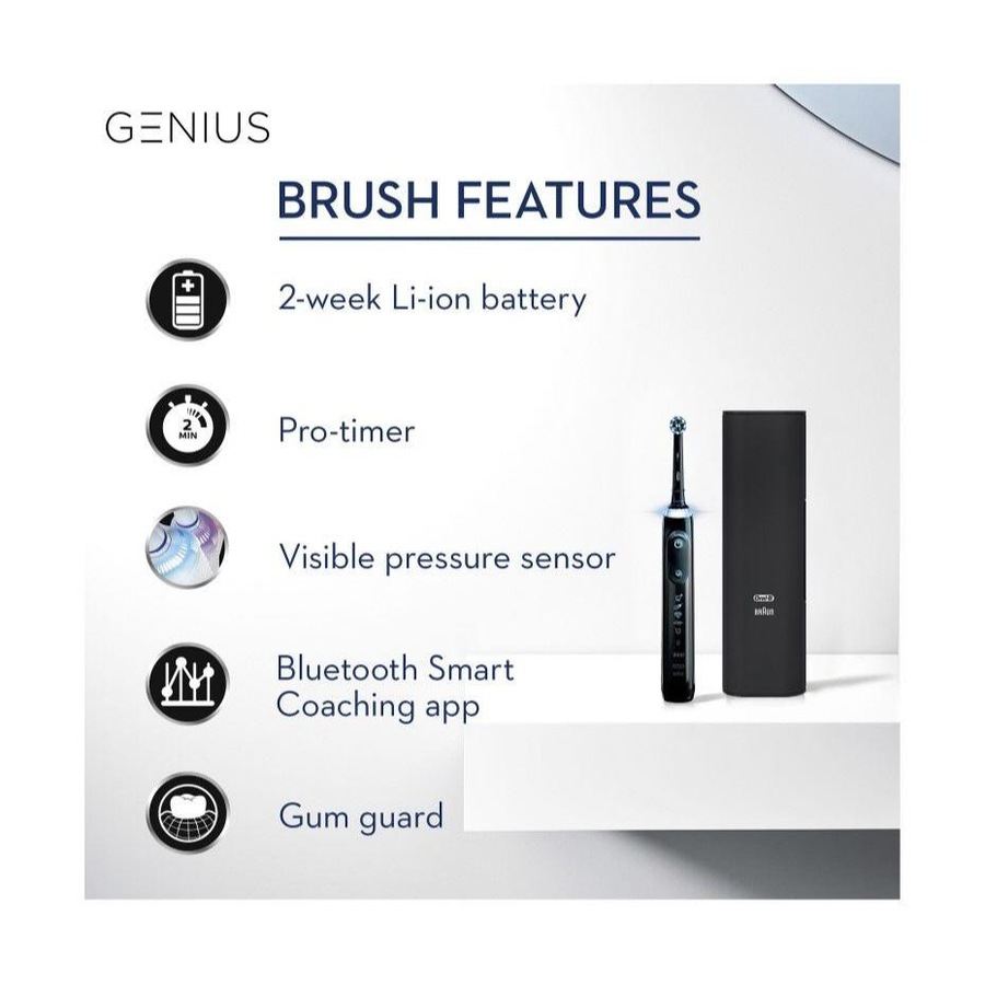 Oral-B Genius 9000 Electric Toothbrush with 3 Replacement Heads & Smart Travel Case, Black