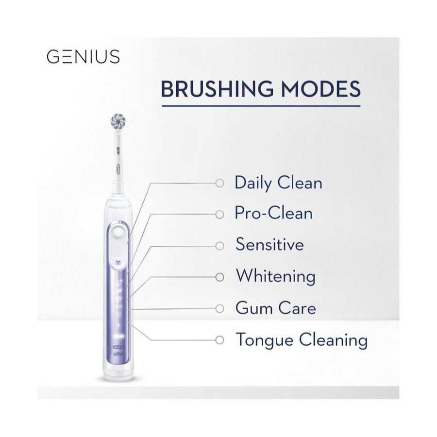 Oral-B Genius 9000 Electric Toothbrush with 3 Replacement Heads & Smart Travel Case, Purple Orchid