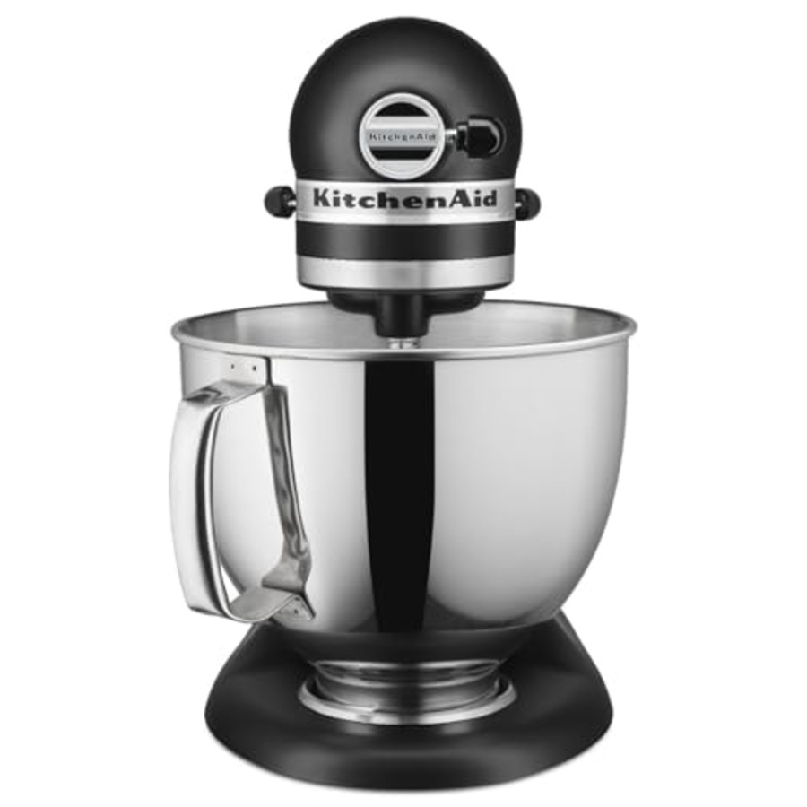 KitchenAid KSM150 Matte Black 300W 10 Speed 4.7L Stainless Steel Bowl Tilt-Head Stand Mixer, Whisk, Flat Beater, Dough Hook