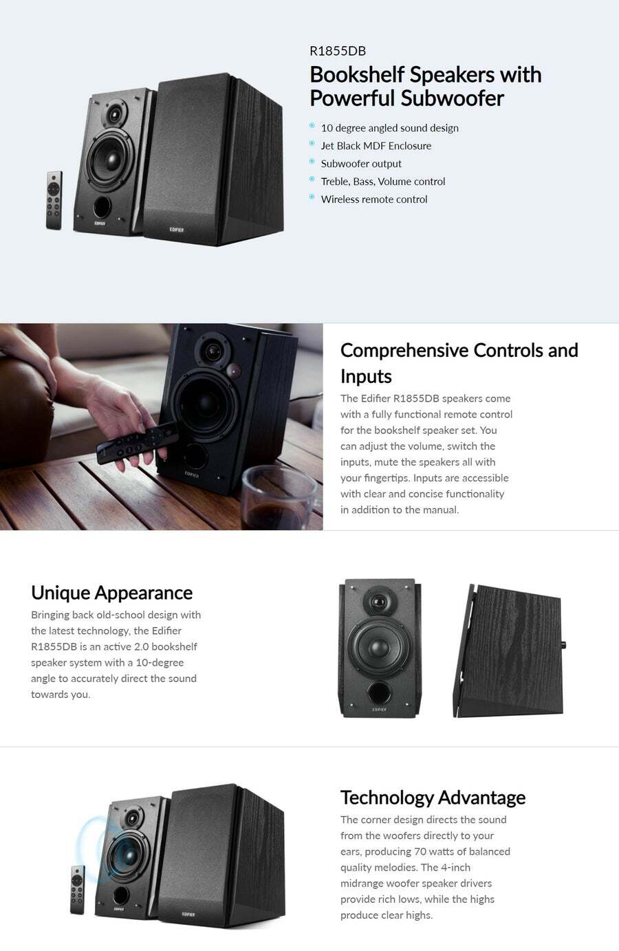 Buy Edifier R1855DB Active 2.0 Bookshelf Speakers Includes Bluetooth