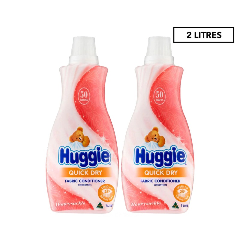 Buy 2 x Huggie Fabric Conditioner Concentrate Front/Top Loader Honeysuckle 1L MyDeal