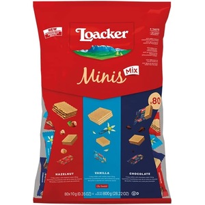 NEW Loacker Minis Crispy Mini Wafers 80 Pack Assorted Flavours 800g Party Bag