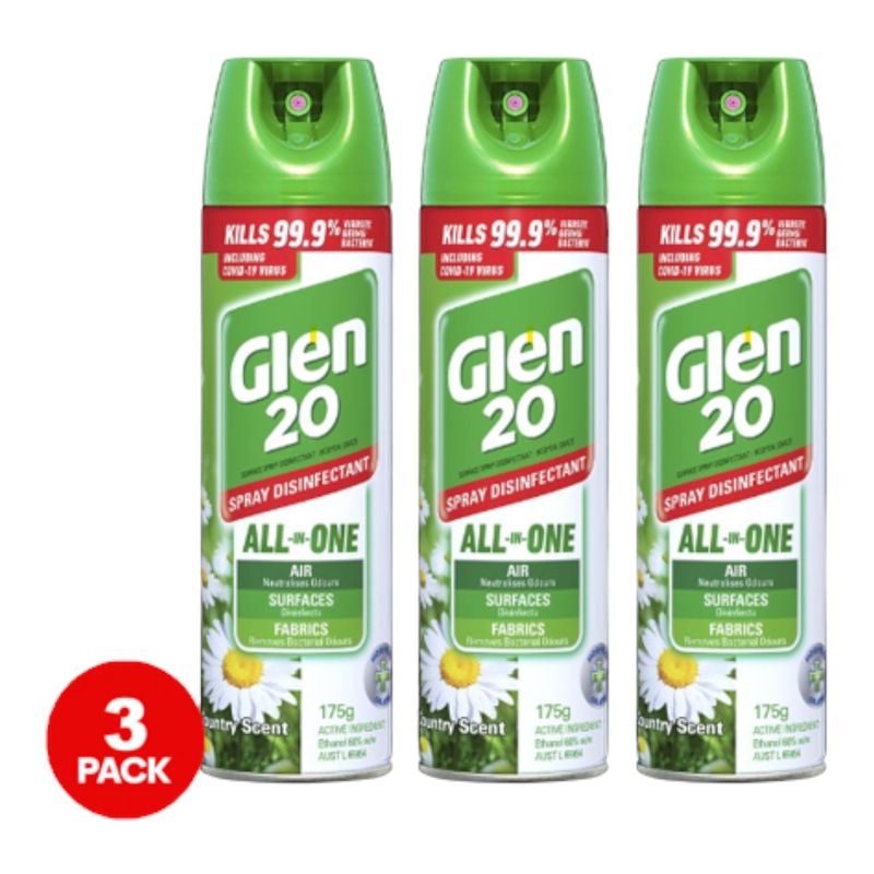 Buy 3 Pack Glen 20 Spray Disinfectant Country Scent 175g MyDeal