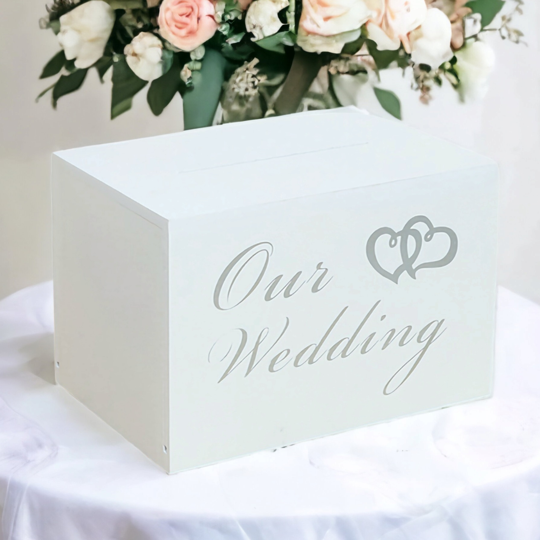 Buy White Wood & Double Hearts Our Wedding Wishing Well Box MyDeal — free download