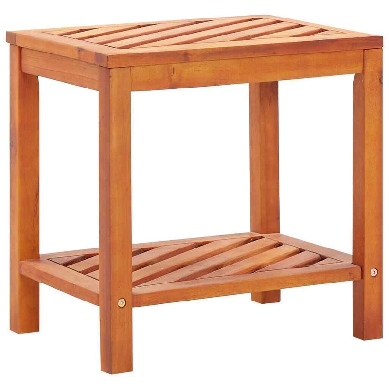 Buy Fin Solid Acacia Wood Side Table With Shelf Garden Patio End Coffee ...